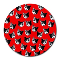 Cat Pattern Round Mousepads by Valentinaart