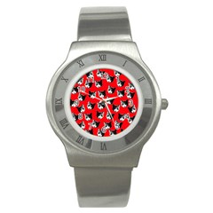 Cat Pattern Stainless Steel Watch by Valentinaart