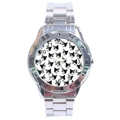 Cat Pattern Stainless Steel Analogue Watch by Valentinaart