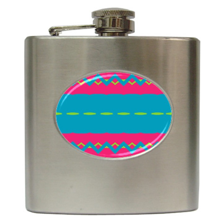 Blue green chains        Hip Flask (6 oz)