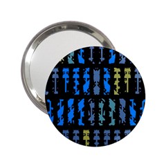 Blue Shapes On A Black Background        2 25  Handbag Mirror by LalyLauraFLM