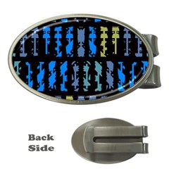 Blue Shapes On A Black Background        Money Clip (oval) by LalyLauraFLM