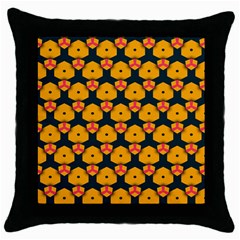 Yellow Pink Shapes Pattern         Throw Pillow Case (black) by LalyLauraFLM