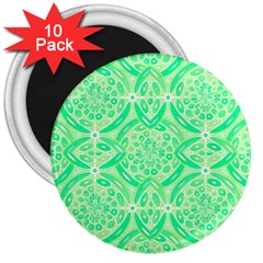 Kiwi Green Geometric 3  Magnets (10 Pack)  by linceazul