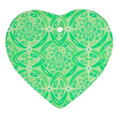 Kiwi Green Geometric Heart Ornament (two Sides) by linceazul