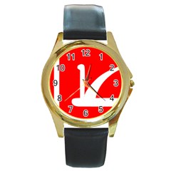 Flag Of Indian State Of Jammu And Kashmir  Round Gold Metal Watch by abbeyz71