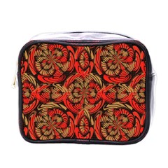 Red And Brown Pattern Mini Toiletries Bags by linceazul