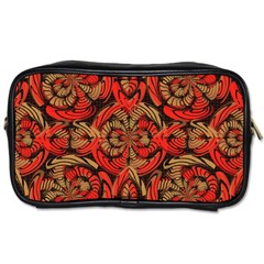 Red And Brown Pattern Toiletries Bags 2-side by linceazul