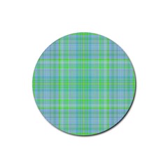 Plaid design Rubber Round Coaster (4 pack) 