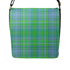 Plaid design Flap Messenger Bag (L) 