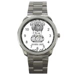 Seal of Indian State of Mizoram Sport Metal Watch Front