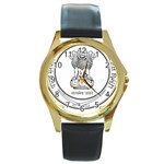 Seal of Indian State of Punjab Round Gold Metal Watch Front