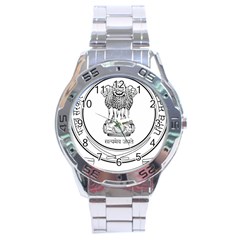 Seal Of Indian State Of Punjab Stainless Steel Analogue Watch by abbeyz71