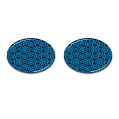 Triangle Knot Blue And Black Fabric Cufflinks (Oval)