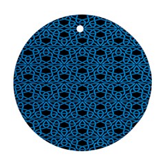 Triangle Knot Blue And Black Fabric Round Ornament (Two Sides)