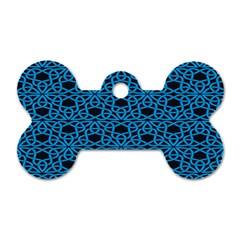 Triangle Knot Blue And Black Fabric Dog Tag Bone (Two Sides)