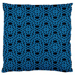 Triangle Knot Blue And Black Fabric Large Flano Cushion Case (One Side)