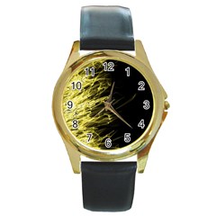 Fire Round Gold Metal Watch