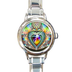 Rainbow Fractal Round Italian Charm Watch