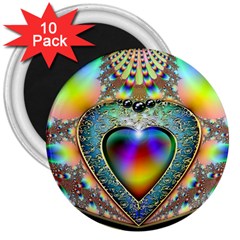 Rainbow Fractal 3  Magnets (10 pack) 