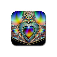 Rainbow Fractal Rubber Coaster (Square) 