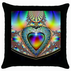 Rainbow Fractal Throw Pillow Case (Black)