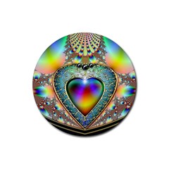Rainbow Fractal Rubber Coaster (Round) 