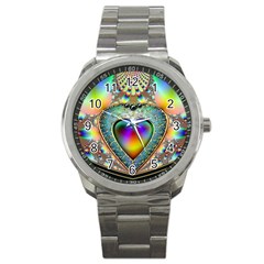 Rainbow Fractal Sport Metal Watch