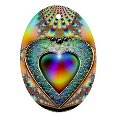Rainbow Fractal Oval Ornament (Two Sides)