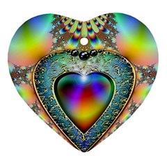 Rainbow Fractal Heart Ornament (Two Sides)