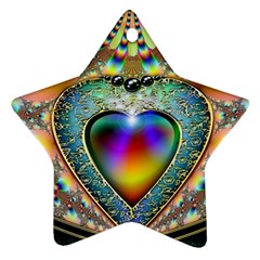 Rainbow Fractal Star Ornament (Two Sides)