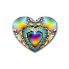 Rainbow Fractal Rubber Coaster (Heart) 