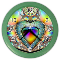 Rainbow Fractal Color Wall Clocks