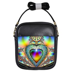 Rainbow Fractal Girls Sling Bags