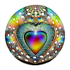 Rainbow Fractal Round Filigree Ornament (Two Sides)