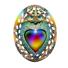 Rainbow Fractal Oval Filigree Ornament (Two Sides)