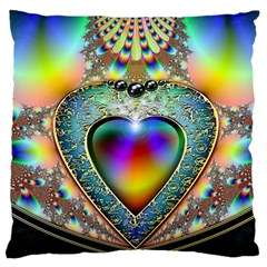 Rainbow Fractal Large Cushion Case (One Side)