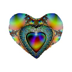 Rainbow Fractal Standard 16  Premium Heart Shape Cushions