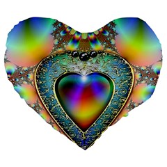 Rainbow Fractal Large 19  Premium Heart Shape Cushions