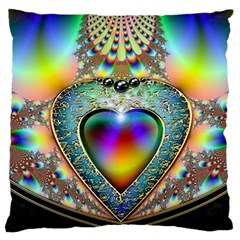 Rainbow Fractal Large Flano Cushion Case (One Side)