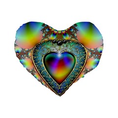 Rainbow Fractal Standard 16  Premium Flano Heart Shape Cushions