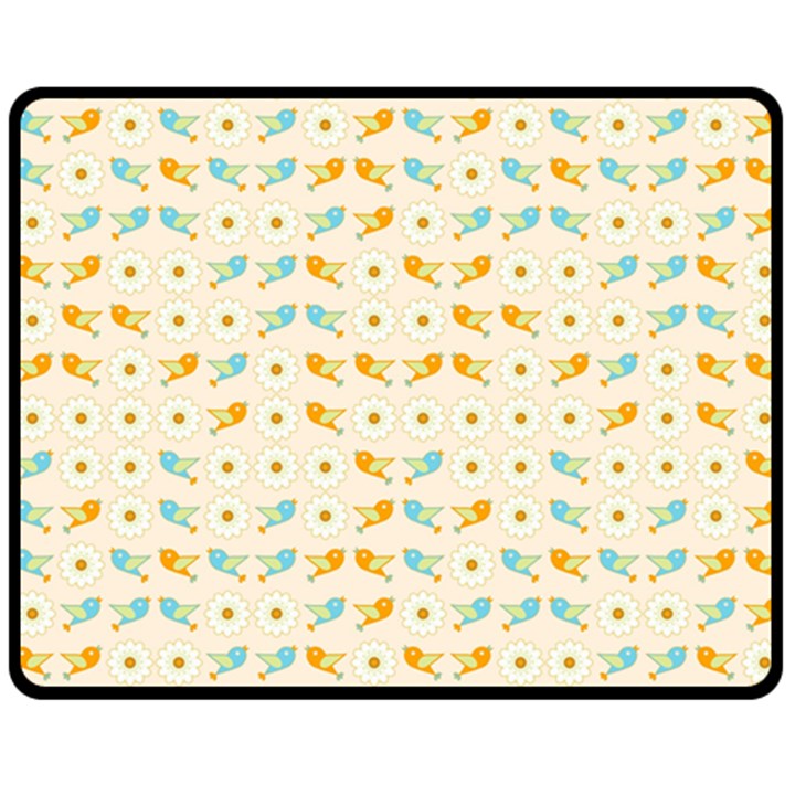 Birds And Daisies Double Sided Fleece Blanket (Medium) 