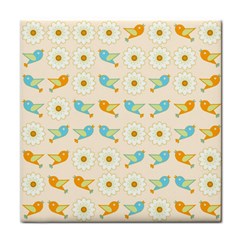 Birds And Daisies Face Towel by linceazul