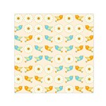 Birds And Daisies Small Satin Scarf (Square)  Front