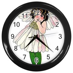 Daisy Vintage Flower Child Cute Funny Floral Little Girl Wall Clocks (black) by yoursparklingshop