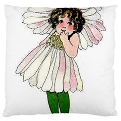 Daisy Vintage Flower Child Cute Funny Floral Little Girl Large Flano Cushion Case (two Sides) by yoursparklingshop