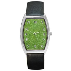 Green Glitter Abstract Texture Barrel Style Metal Watch by dflcprints