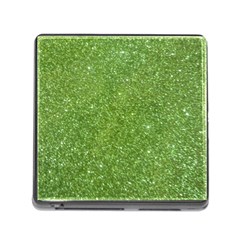 Green Glitter Abstract Texture Memory Card Reader (square) by dflcprints