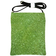 Green Glitter Abstract Texture Shoulder Sling Bags by dflcprints