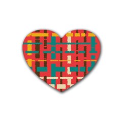 Colorful Line Segments Heart Coaster (4 Pack) 